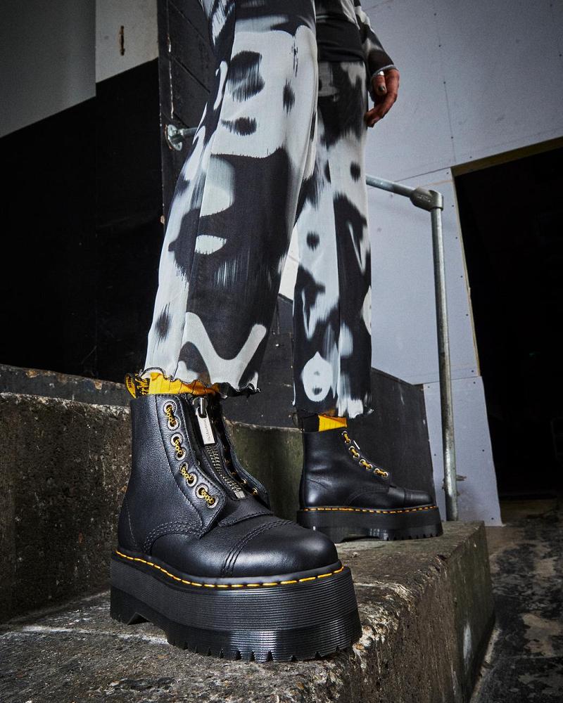 Botas Plataforma Dr Martens Sinclair Max Pisa Cuero Mujer Negros | MX 526UZG